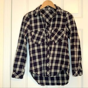 Blank NYC Blue Plaid Button Down Shirt